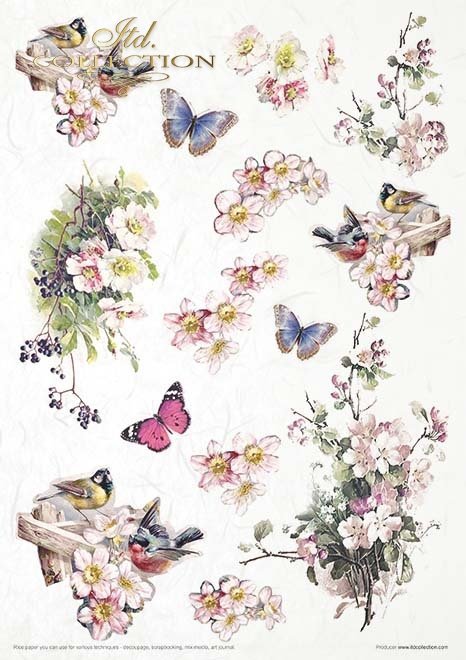 Zestaw kreatywny na papierze ryżowym - Różane lato* Creative set on rice paper - Rosy Summertime