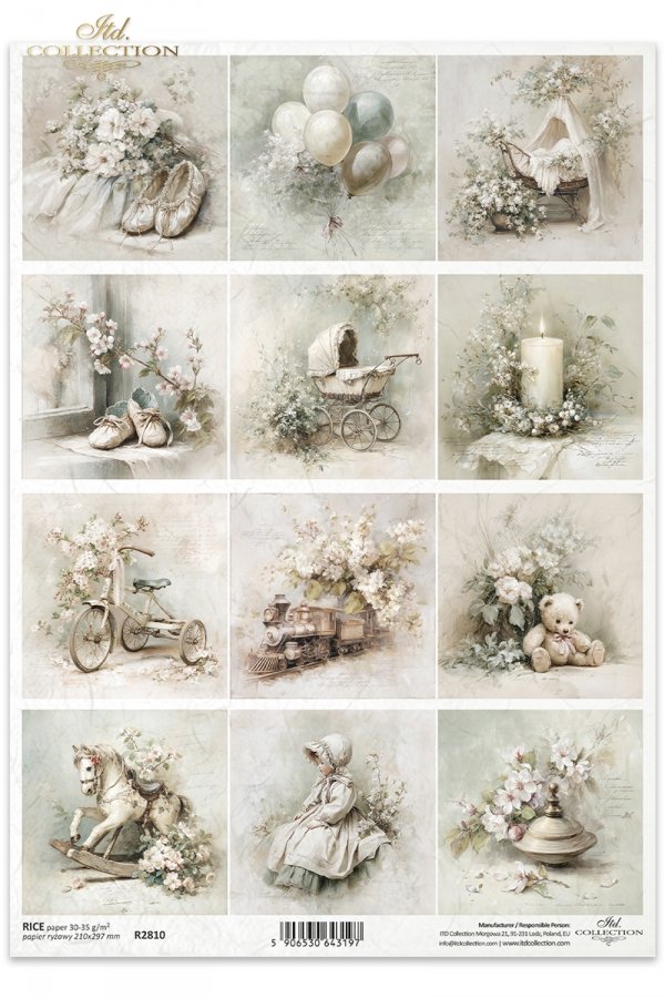 vintage, pastelowe, dziecięce, rowerek, lokomotywa, pluszowy miś, koń na biegunach, dziewczynka w czepku, kwiatowe, ilustracje, zabawki, sepia, akwarela styl vintage, sepia, pastele, niemowlę, chrzest, kwiaty, balony, buciki, wózek, świeca, elegancja, del