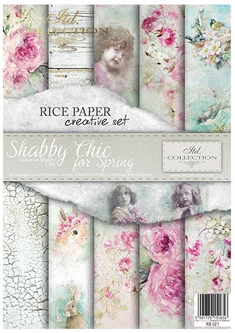 Zestaw kreatywny na papierze ryżowym - wiosenne Shabby Chic*Creative set on rice paper - Shabby Chic for spring