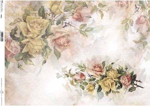 Reispapier Blumen, Rosen*Rýžový papír květiny, růže*Flores de papel de arroz, rosas