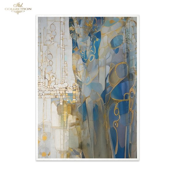 Papier decoupage morwowy FPA3006, Seria Inspired by Klimt, kobiety, zloto, dekoracyjne wzory, kamienie szlachetne, mozaiki, motywy secesyjne * Mulberry decoupage paper FPA3006, women, gold, decorative patterns, gemstones, mosaics, Art Nouveau motifsPapier
