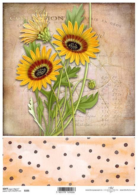 Decoupage Papier mit Sonnenblumen*decoupage papír s slunečnice*papel decoupage con girasoles