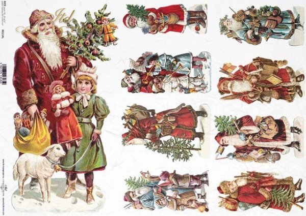 Papier decoupage świąteczny-Mikołaje*Paper Christmas-Santa Claus*Papel de Navidad-Santa Claus*Бумага Рождество-Санта-Клаус*Papier Weihnachten-Weihnachtsmann