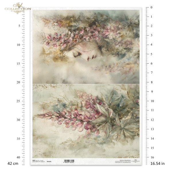 dekoracyjne wzory, motywy kwiatowe, bukiet kwiatów, Ogród Muz, Garden of Muses * Mulberry decoupage paper FPA1005, decorative patterns, floral motifs, bouquet of flowers, Garden of Muses *Seria Garden of Muses