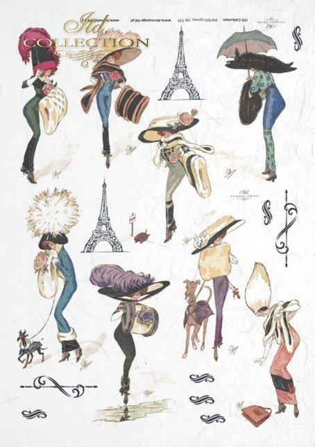 Eiffel Tower, fashion, Paris, old France, vintage, hat, joke, flowers, 