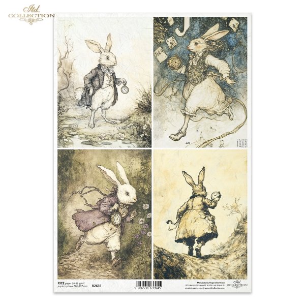 Biały Królik, zegarki, Zające*White Rabbit, watches, Hares*Weißes Kaninchen, Uhren, Hasen*Conejo blanco, relojes, liebres