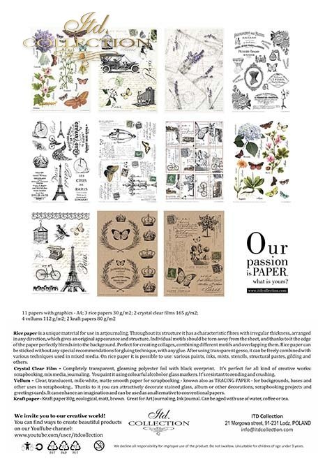 Zestaw kreatywny na papierze ryżowym - Art Journal zestaw Prowansja*Creative set on rice paper - Art Journal set Provence