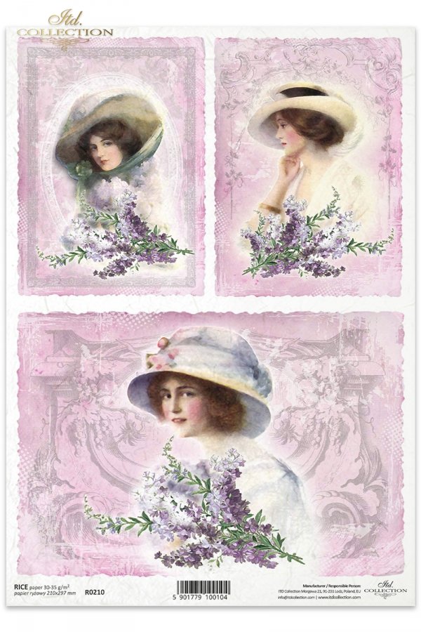 retro, vintage, portret, kobiety, dama, damy, kapelusz, kapelusze, fryzury, różowy, pastelowe kolory, piękne kwiaty, bukiety kwiatów, kwiat, R210, retro, vintage, portrait, portraits, ladies, background, pastel colors, beautiful