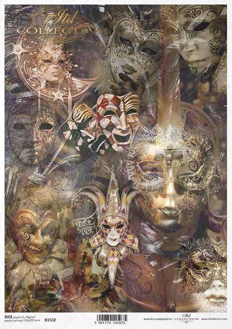 Papel decoupage Máscaras venecianas*Decoupage-Papier venezianische Masken*Декупаж из бумаги Венецианские маски