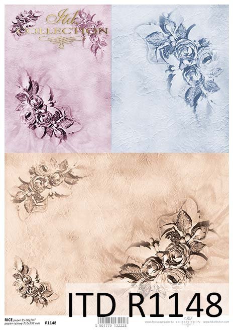 papier decoupage kwiaty*Paper decoupage flowers