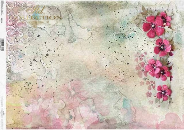 Papier-Decoupage-Blumen, bunte Aquarelle*flores de papel decoupage, coloridas acuarelas*бумага декупаж цветы, красочные акварели