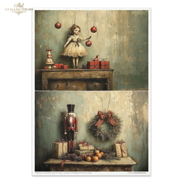 robot, prezenty, święta, vintage, retro, Dziadek do Orzechów, wieniec, pomarańcze, szyszki, lalka, bombki, choinka, pluszowy królik, fotel, pociąg zabawkowy, baletnica, pozytywka, zasłony, konik na biegunach*robot, gifts, Christmas, vintage, retro, Nutcra