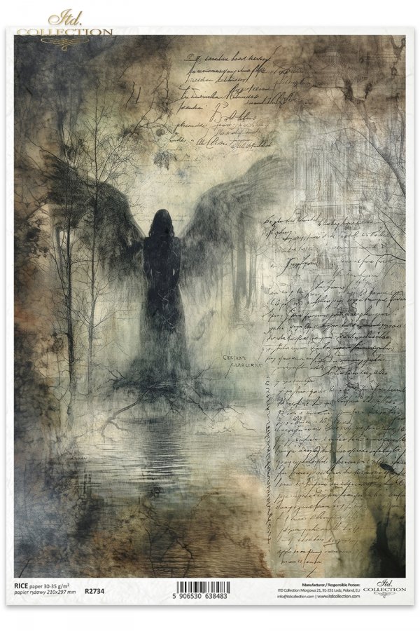 anioł, mroczne skrzydła, woda, nagie drzewa, gotycka architektura, mgła, vintage, melancholia, fantasy*angel, dark wings, water, bare trees, gothic architecture, fog, vintage, melancholy, fantasy