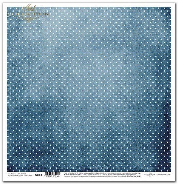 Seria Kropki w stylu retro - kropki, kropeczki, tło w kropki, brudny niebieski * Series Retro Polka Dots - dots, dots, dotted background, dirty blue