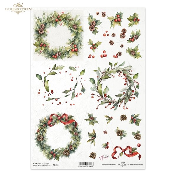 zimowe wianki, wianek, wieniec, wieńce, Winter Wreath, szyszka, szyszki, żołędzie, dąb, ostrokrzew, rośliny 3D, 3D efekt, winter garland, wreath, wreaths, Winter Wreath, pinecone, pinecones, acorns, oak, holly, 3D plants, 3D effect, Wintergirlande