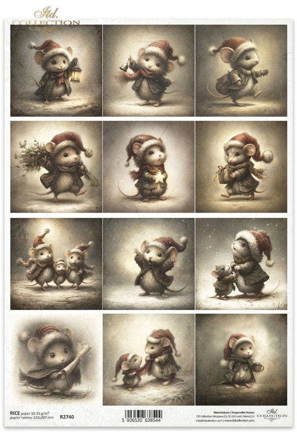 Mouse World - myszy w świątecznych strojach, Boże Narodzenie, ilustracje*mice in festive outfits, Christmas, illustrations 