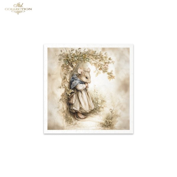 Myszki, sielanka, akwarela, retro, las, natura*Mice, idyll, watercolour, retro, forest, nature*Mäuse, Idylle, Aquarell, Retro, Wald, Natur*Ratones, idilio, acuarela, retro, bosque, naturaleza