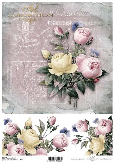 Decoupage papírové květiny, růže*Decoupage Papierblumen , Rosen*Flores de papel decoupage, rosas
