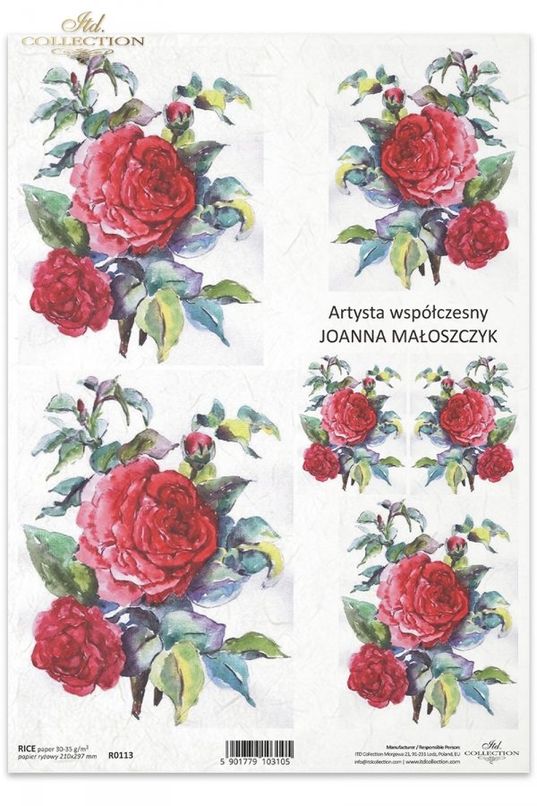 malarstwo, Joanna Małoszczyk, kwiat, kwiaty, pąki, pączki, liście, listki, róża, róże, ogród, R113, painting, flower, flowers, bud, buds, leaf, leaves, rose, roses, garden, pintura de Joanna Małoszczyk - rosas
