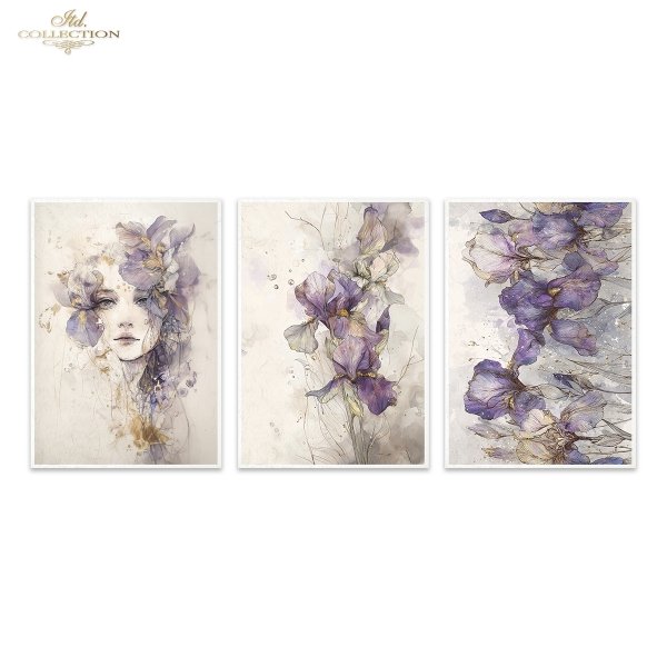 Papier decoupage morwowy FPA3021, dekoracyjne wzory, motywy kwiatowe, bukiet kwiatów, Ogród Muz, Garden of Muses * Mulberry decoupage paper FPA3021, decorative patterns, floral motifs, bouquet of flowers, Garden of Muses *Seria Garden of Muses