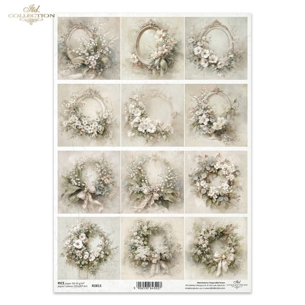 kwiaty, ramy, styl vintage, pastele, elegancja, dekoracja, delikatność, akwarela, botanika, estetyka shabby chic, wianki, zima