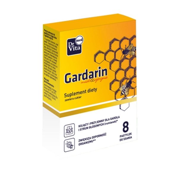 Dr Vita Gardarin Miód  Cytryna suplement diety 8 pastylek do ssania (P1)
