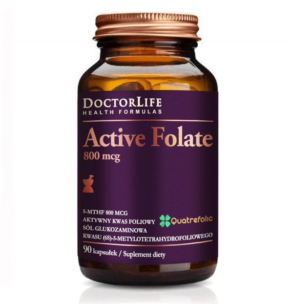 Doctor Life Active Folate aktywny kwas foliowy 800mcg suplement diety 90 kapsułek (P1)