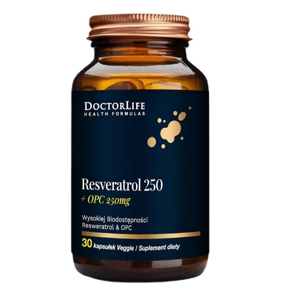 Doctor Life Resveratrol 250 + OPC 250mg wysokiej biodostępności resweratrol  OPC suplement diety 30 kapsułek (P1)