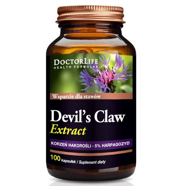 Doctor Life Devil's Claw Extract diabelski szpon czarci pazur 500mg suplement diety 100 kapsułek (P1)