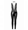 F298 Libido Deep-V catsuit with collar and pearl chain XL