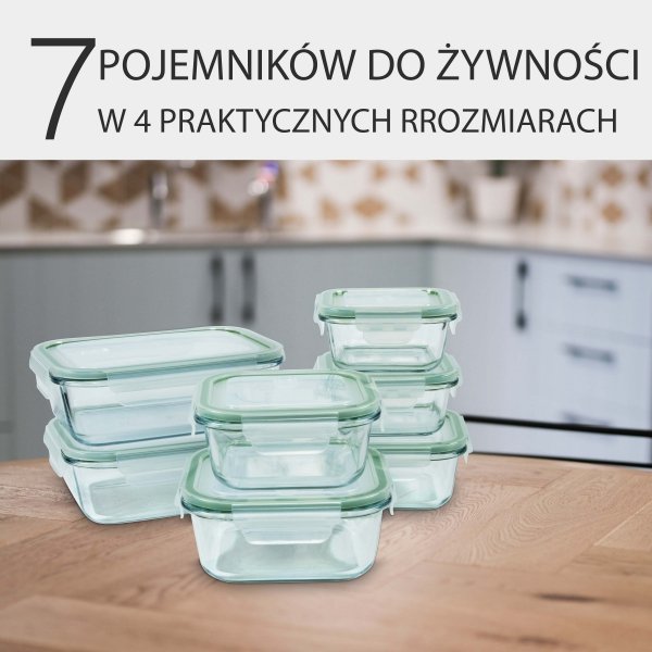 Szklane pojemniki do przechowywania żywności 7x Classbach C-FHD 4010 G
