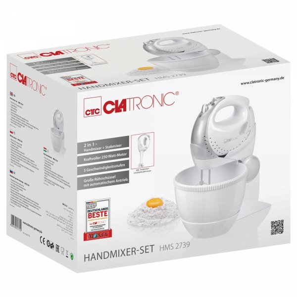 Robot, mikser ręczny z misą obrotową Clatronic 2w1 HMS 2739