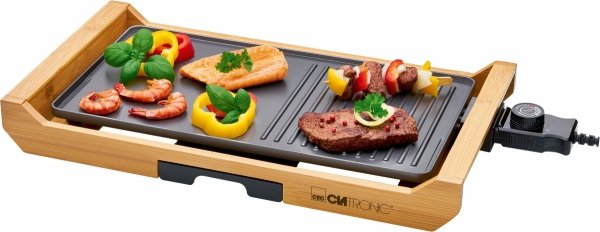 Elektryczny Grill stołowy na bambusowej tacy Clatronic TG 3697