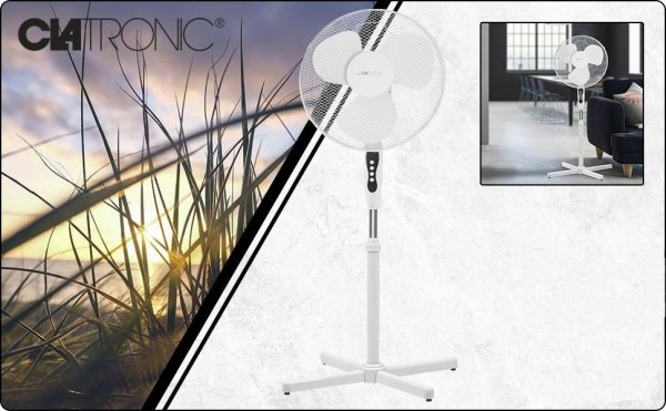 Wentylator stojący wiatrak podłogowy Clatronic VL 3603 S (Ø40cm, wys.125cm, biały)