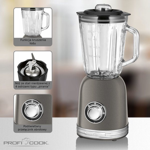 Mikser blender kielichowy ProfiCook PC-UM 1195 (antracyt)