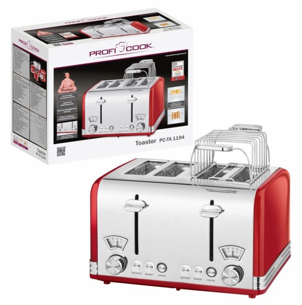 Toster na 4 kromki ProfiCook PC-TA 1194 czerwony