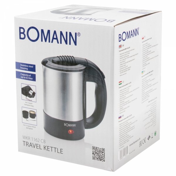 Czajnik elektryczny podróżny, turystyczny 0,5L BPA FREE Bomann WKR 1162 CB
