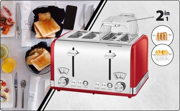 Toster na 4 kromki ProfiCook PC-TA 1194 czerwony