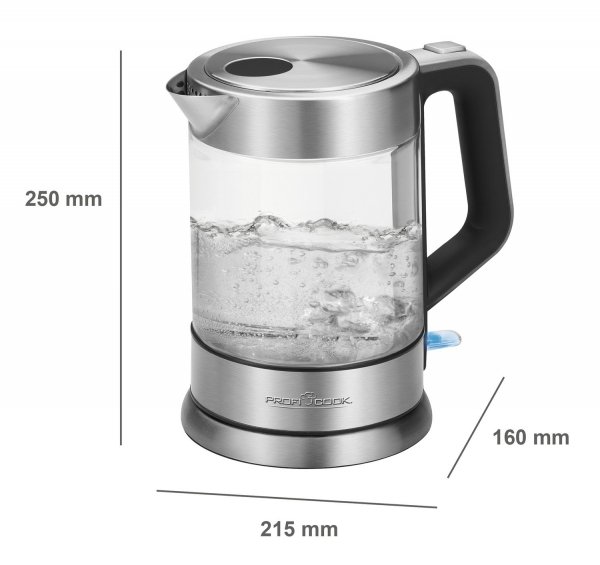 Czajnik elektryczny szklany bezprzewodowy 1,5L ProfiCook PC-WKS 1107 G