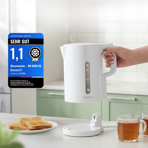 Czajnik elektryczny bezprzewodowy 1.7 L Bomann WK 6090 CB (biały)