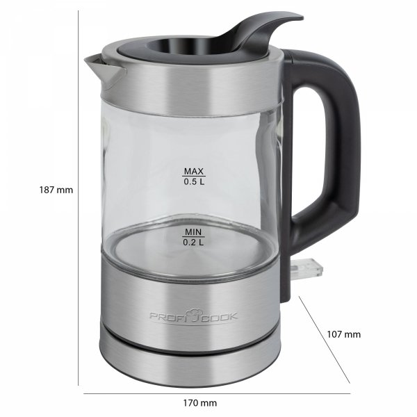 Czajnik elektryczny szklany 0.5 L ProfiCook PC-WKS 1228 G