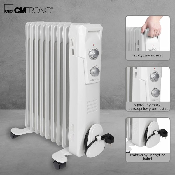 Grzejnik olejowy elektryczny 9 żebrowy 2000 W Clatronic RA 3736