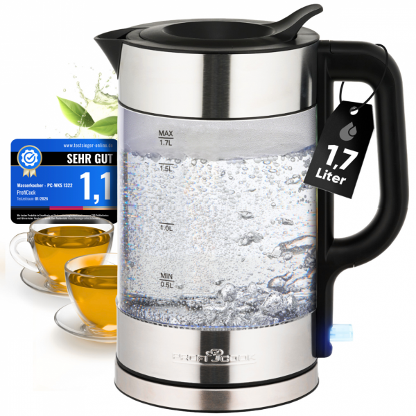 Czajnik elektryczny szklany 1.7 L ProfiCook PC-WKS 1322 G (inox)