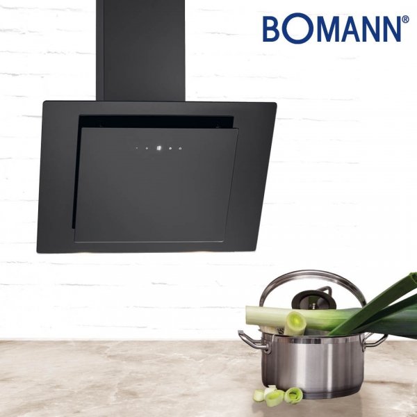 Okap kominowy kuchenny skośny 60 cm pochłaniacz Bomann DU 7603 G czarny