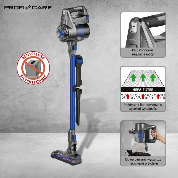 Odkurzacz ręczny, pionowy, bezprzewodowy, cyklonowy ProfiCare PC-BS 3036 A