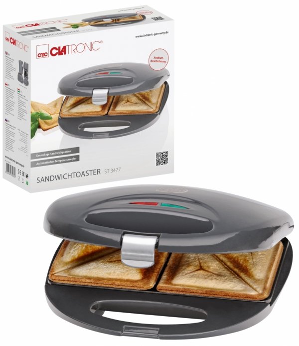 Opiekacz do kanapek tostów Clatronic ST 3477 (szary)