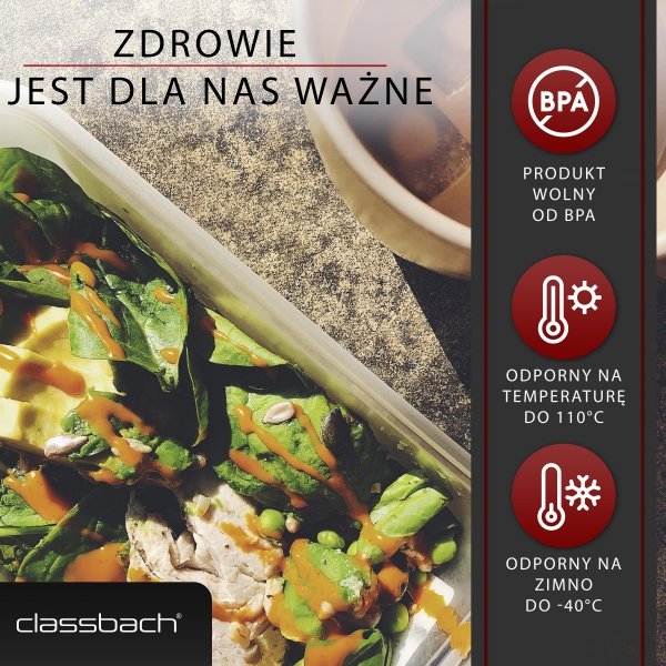 Pojemniki do przechowywania żywności 3x 1000 ml Classbach C-FHD 4006 K