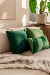 Green decorative pillows set Velvet + Stripes