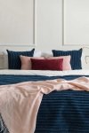 Granatowo-różowy zestaw 5 poduszek dekoracyjnych do sypialni Cord