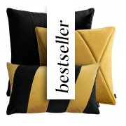 Czarno złoty zestaw poduszek dekoracyjnych Touch + Stripes 